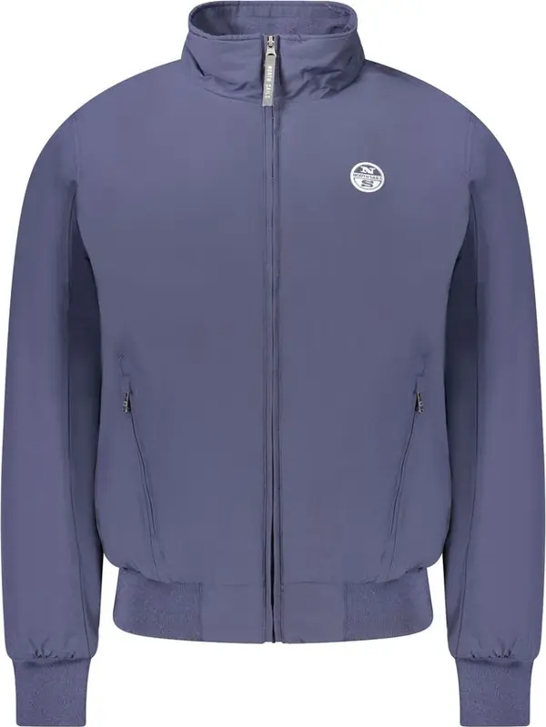 Blue Polyester Men's Bomber Jacket