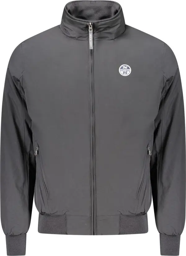 Black Polyester Men Jacket