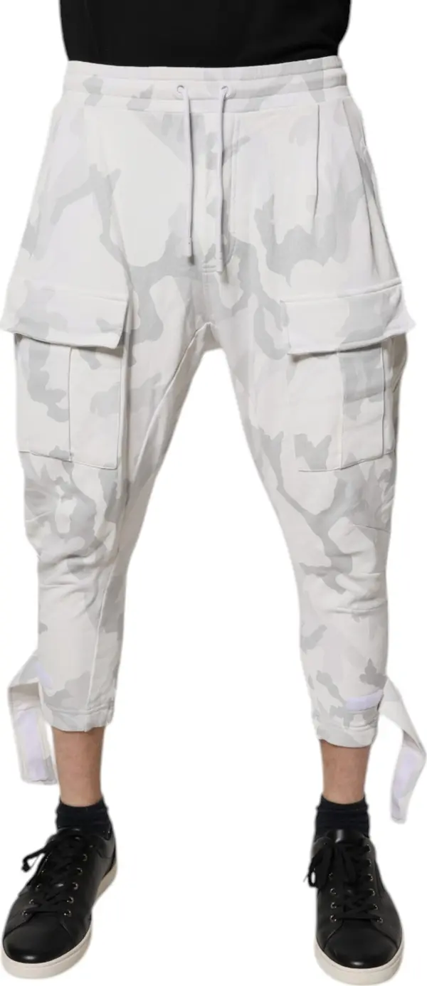 White Camouflage Cargo Jogger Sweatpants Pants