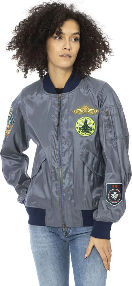 Light Blue Polyamide Women Jacket