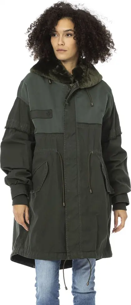 Green Cotton Women Parka
