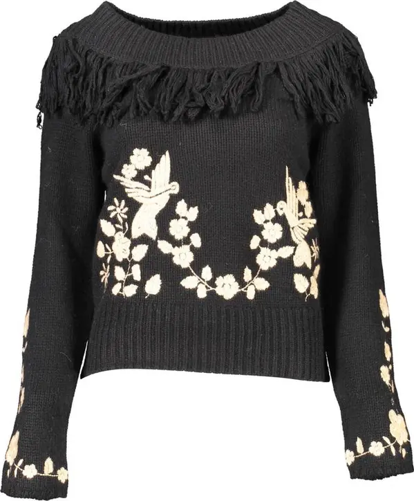 Black Viscose Women Sweater