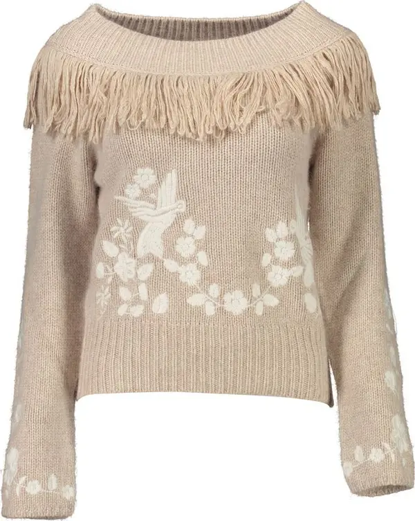Beige Viscose Women's Sweater
