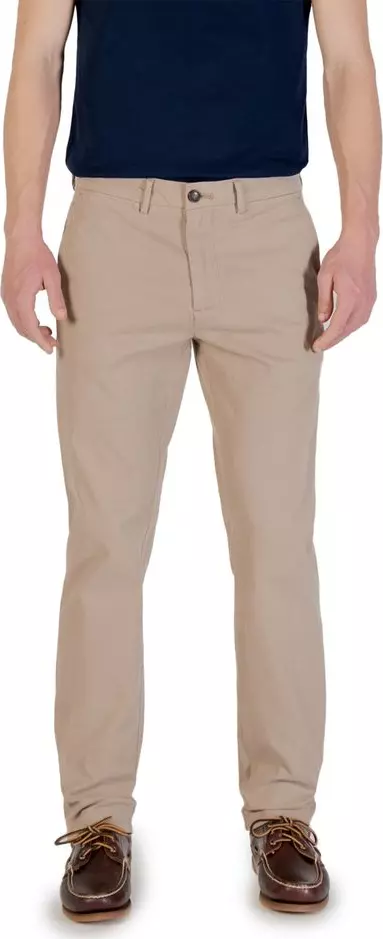 Beige Cotton Skinny Pants