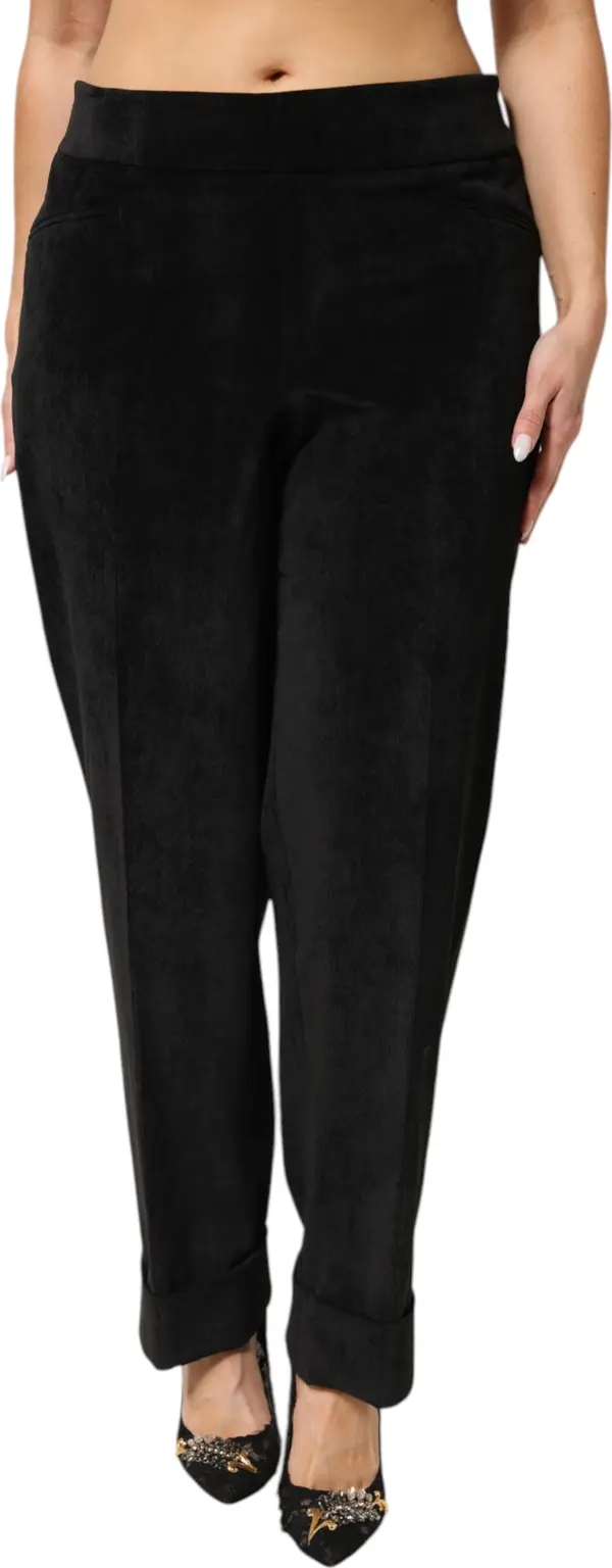Black High Waist Straight Dress Trouser Pants