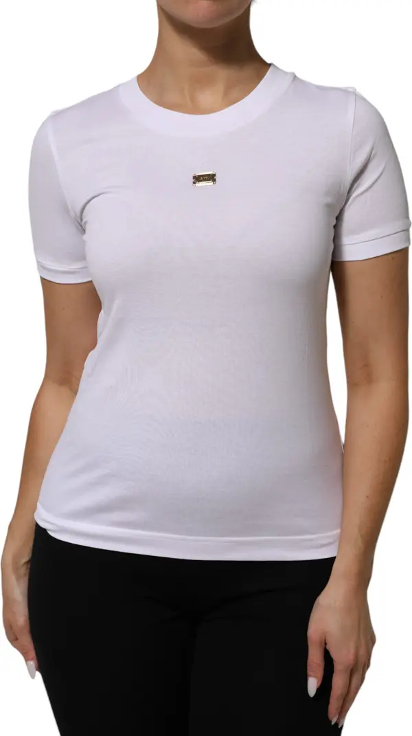 T-Shirt White Cotton Round Neck Short Sleeves I