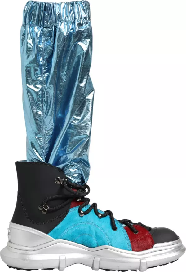 Blue Lace Up Over The Knee Socks Men Boots Shoes