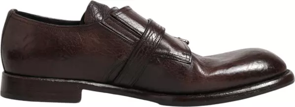 Brown Leather Monk Strap Formal Derby Shoes