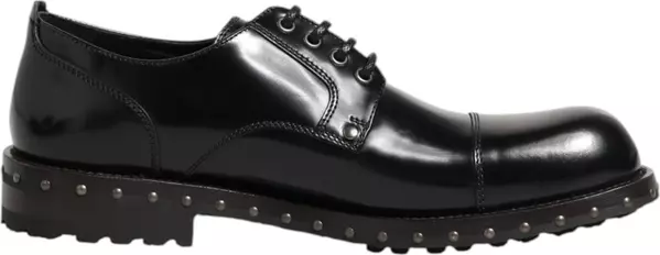Black Leather Studded Men Formal Derby Shoes