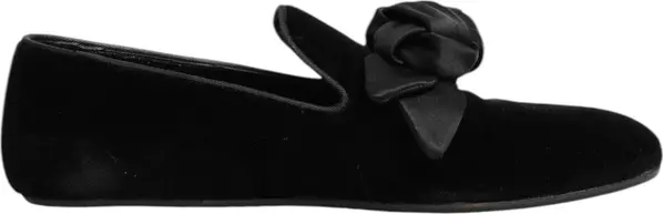 Black Suede Cotton Rose Slip On Loafers Shoes