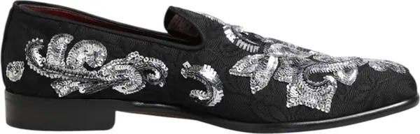 Black Silver Sequined Loafers Men Dress Shoes