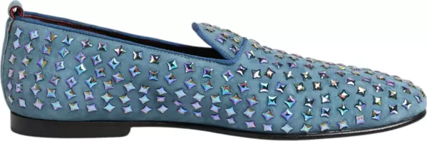 Blue Suede Studded Dress Men Loafers Shoes