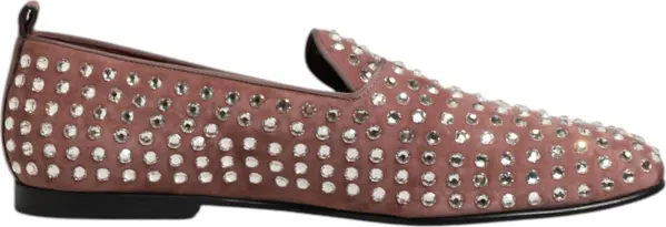 Pink Suede Crystals Loafers Men Dress Shoes