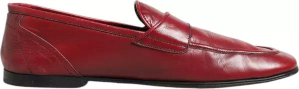 Red Leather Slip On Dress Men Loafers Shoes