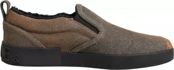 Brown Cotton Low Top Slip On Sneakers Shoes