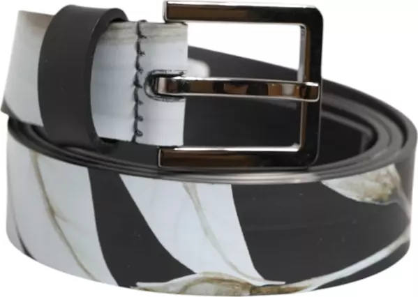 Multicolor PVC Floral Silver Buckle Men Belt
