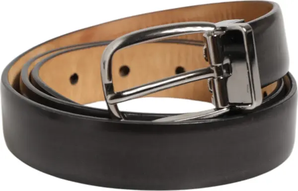 Black Classic Leather Silver-Tone Buckle Belt