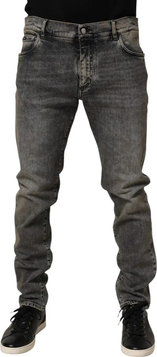 Gray Cotton Stretch Slim Fit Men Denim Jeans