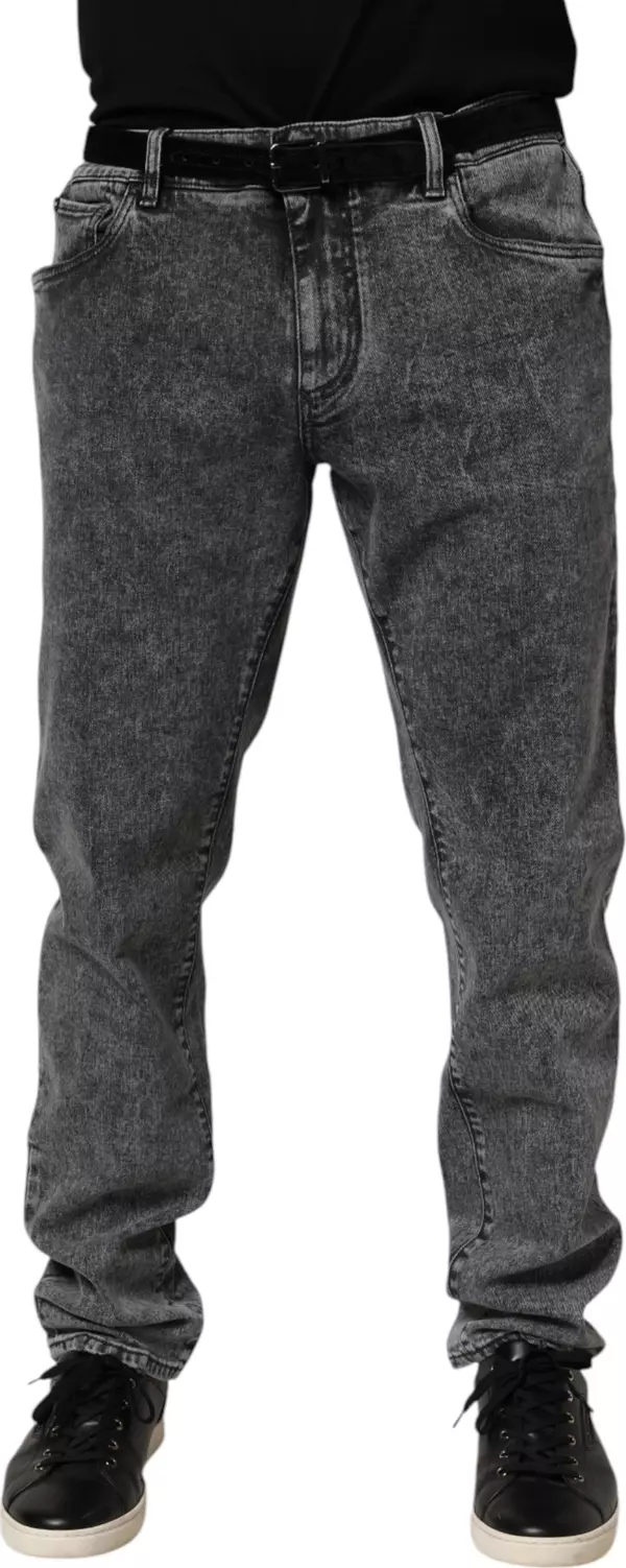 Gray Cotton Slim Fit Denim Trouser Jeans