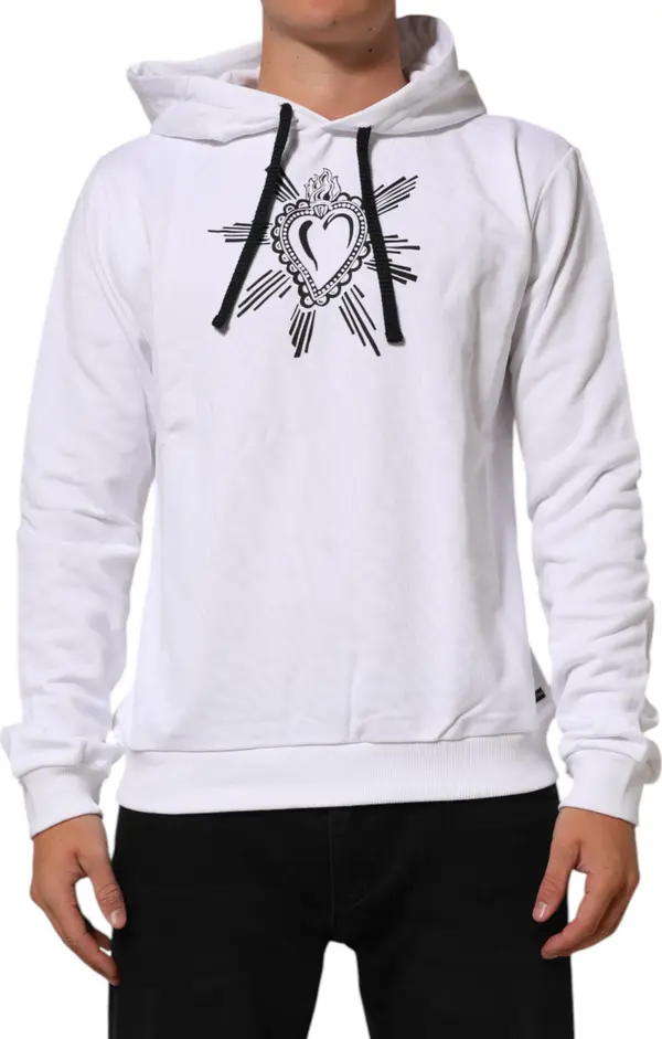 White Sacred Heart Hooded Sweatshirt Sweater