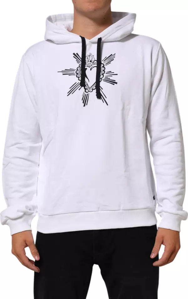 White Sacred Heart Hooded Sweatshirt Sweater