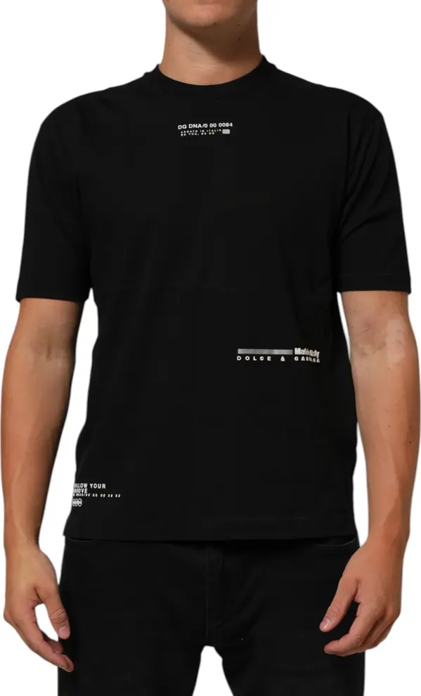 Black Statement Cotton Men Crew Neck T-shirt