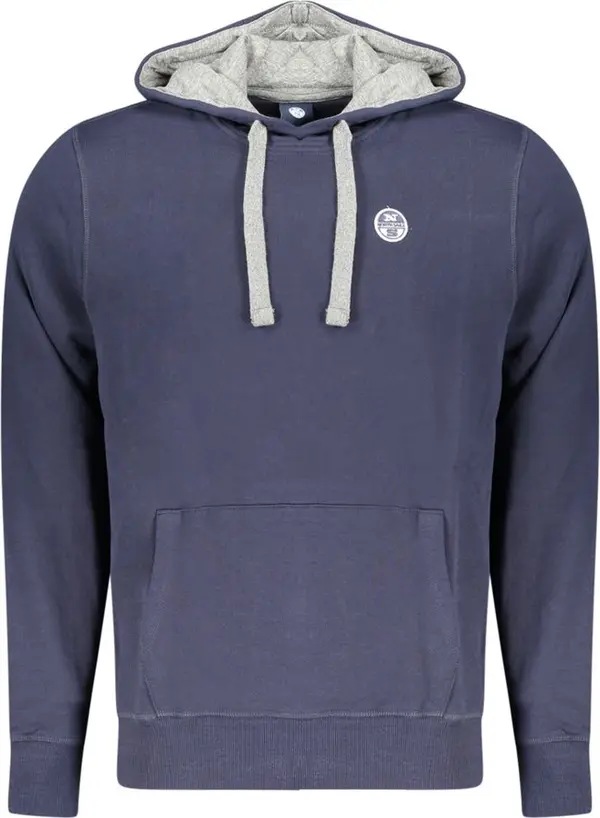 Blue Cotton Men's Hooded Sweatshirt