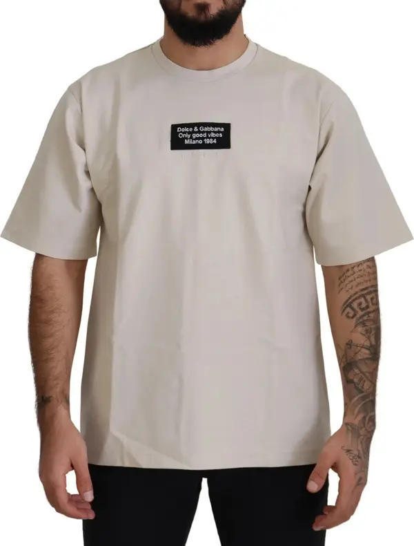 Ivory Cotton Ivory Printed Crewneck