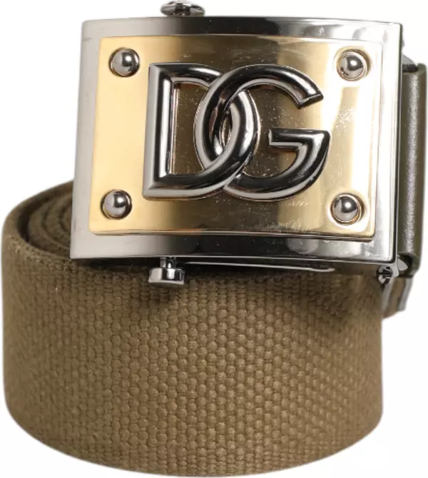 Military Green Nylon Logo Metal Buckle Belt