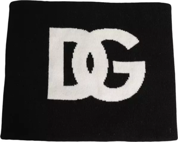Black D&G Logo Cashmere Knitted Men One Size Scarf
