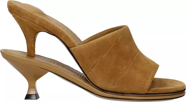 Brown Leather Stiletto Heel Sandals