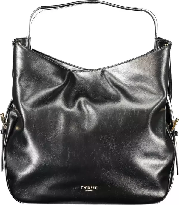 Black Polyurethane Women Hobo Bag