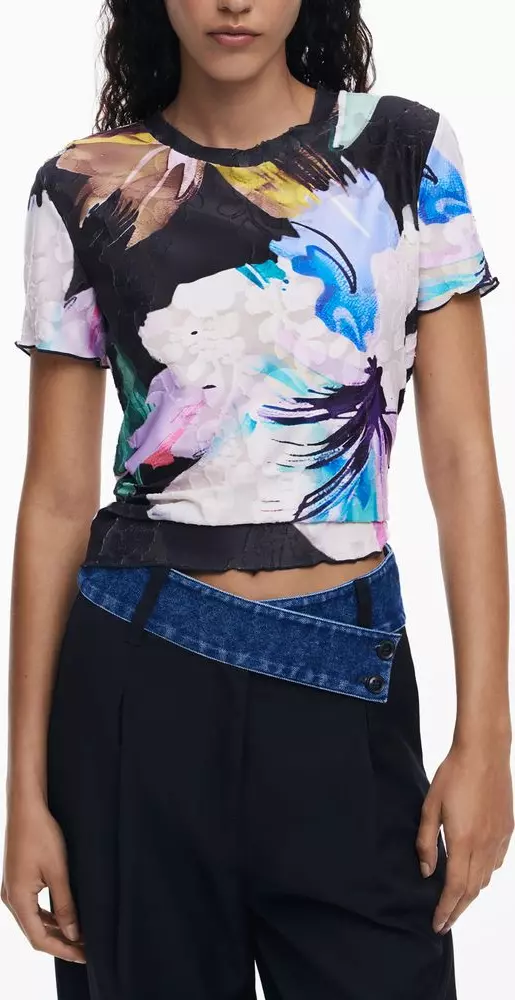 Black Polyester Women T-Shirt