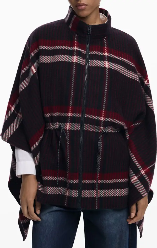Black Polyester Women Poncho