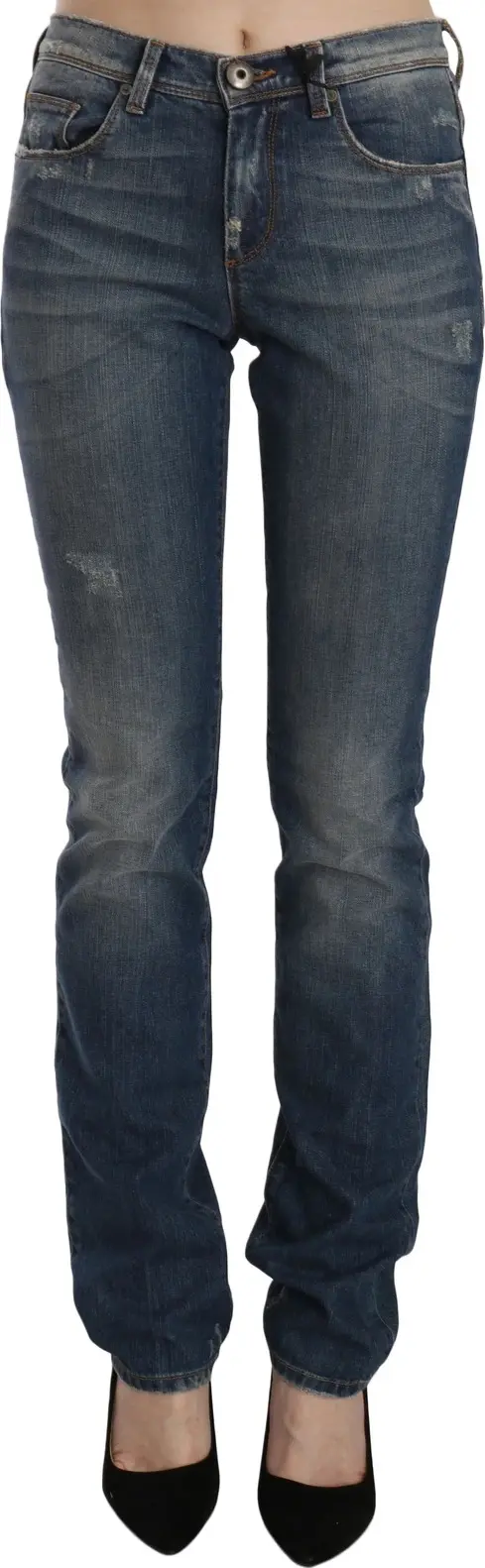 Blue Washed Boot Cut Casual Denim Pants Jeans