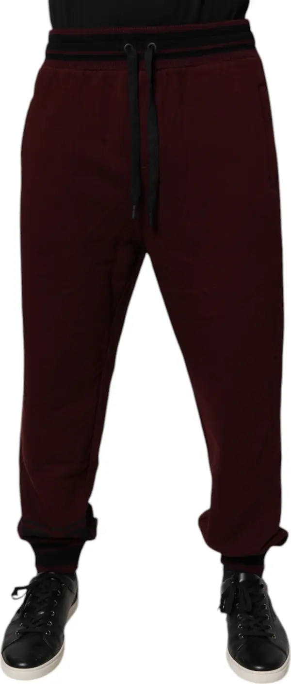 Maroon Cotton Men Jogger Sweatpants Pants