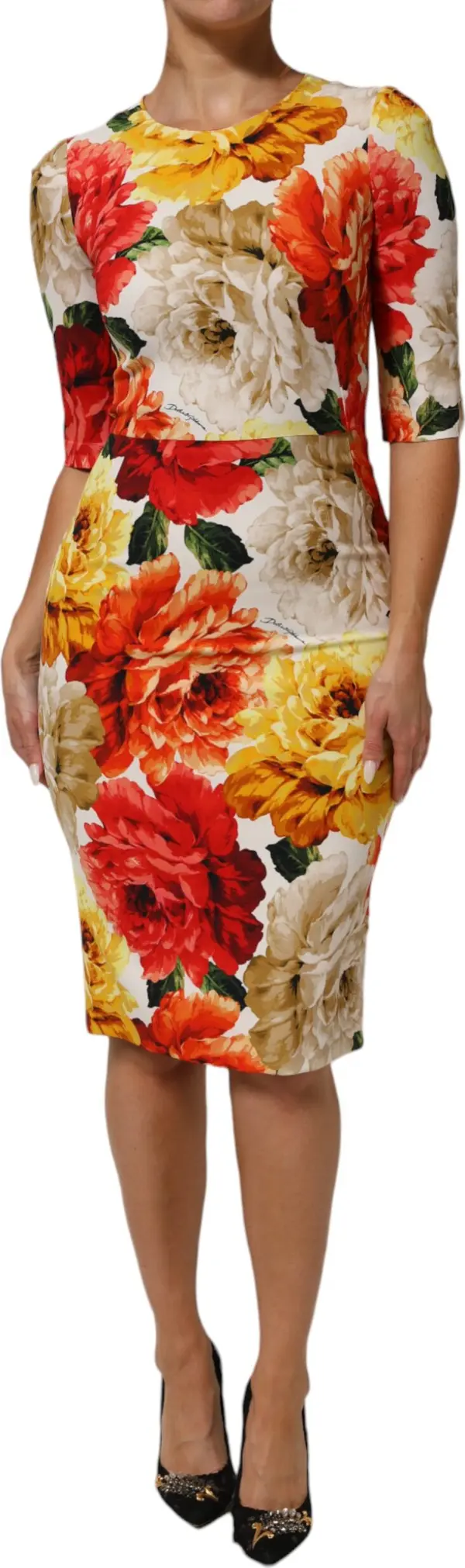 Multicolor Floral Print Viscose Sheath Dress