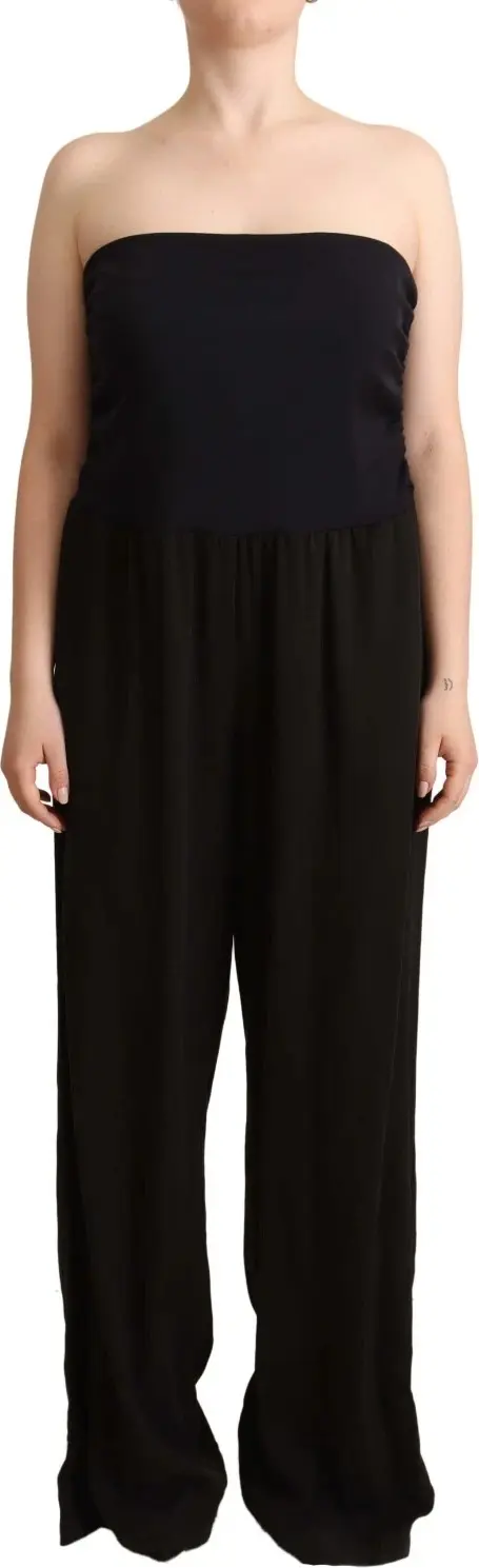 Black Lyocell Strapless Straight Trouser Jumpsuit
