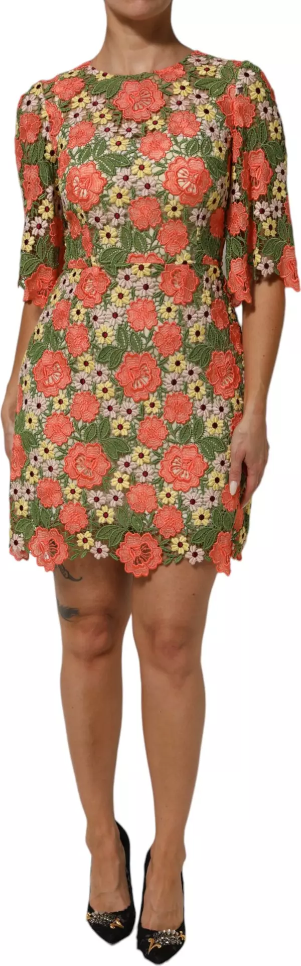 Multicolor Floral Embroidery Aline Mini Dress