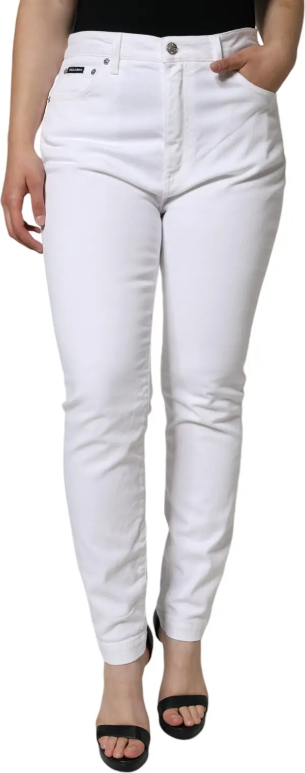 White AUDREY Cotton Logo Skinny Denim Jeans