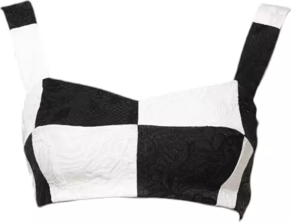 Black White Cropped Bustier Corset Bra Top