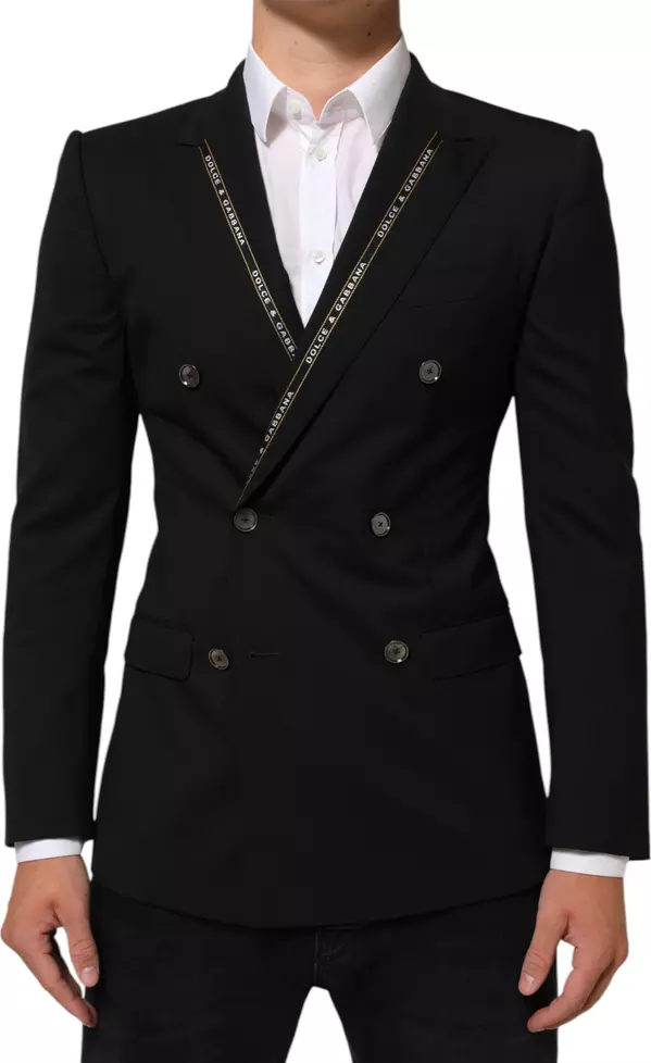 Black SICILIA Double Breasted Jacket Blazer