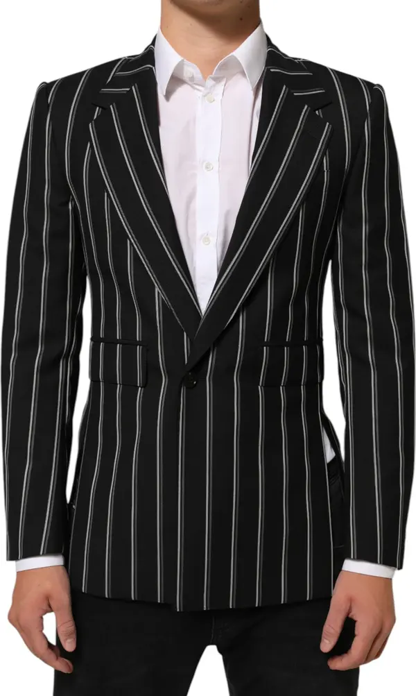 Black Stripes SICILIA 1 Button Suit Blazer