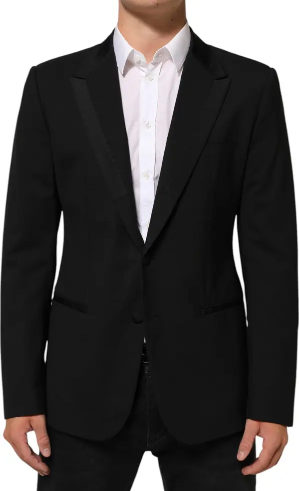 Black Wool 2 Buttons Suit Men Jacket Blazer