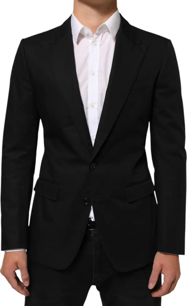 Black Wool 2 Buttons Suit Men Jacket Blazer