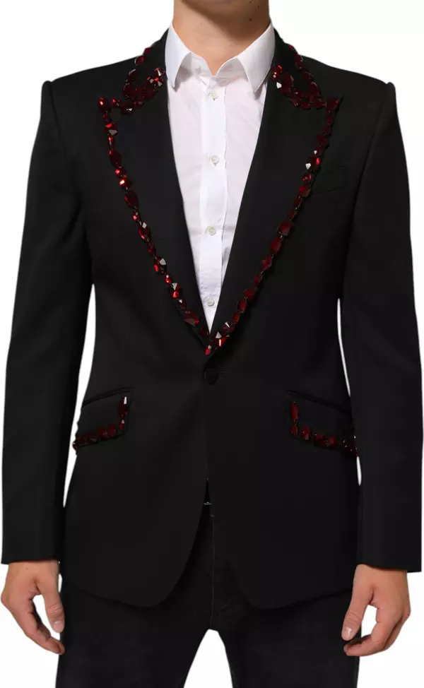 Black SICILIA Crystal Embellished Men Blazer