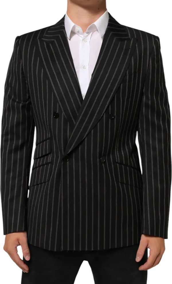 Black Stripes SICILIA 1 Button Suit Blazer
