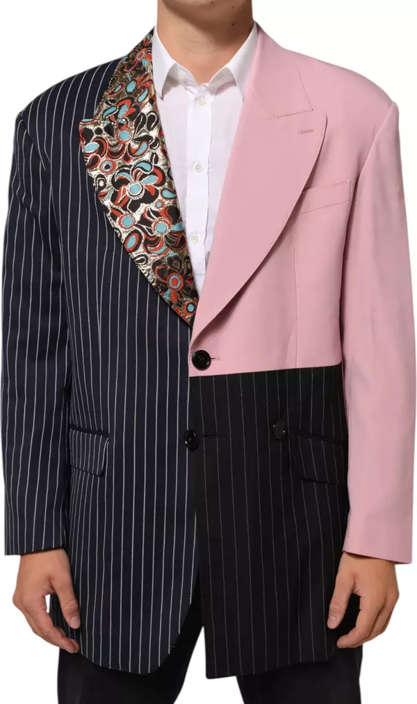 Multicolor Patchwork Single Breasted Jacket Blazer