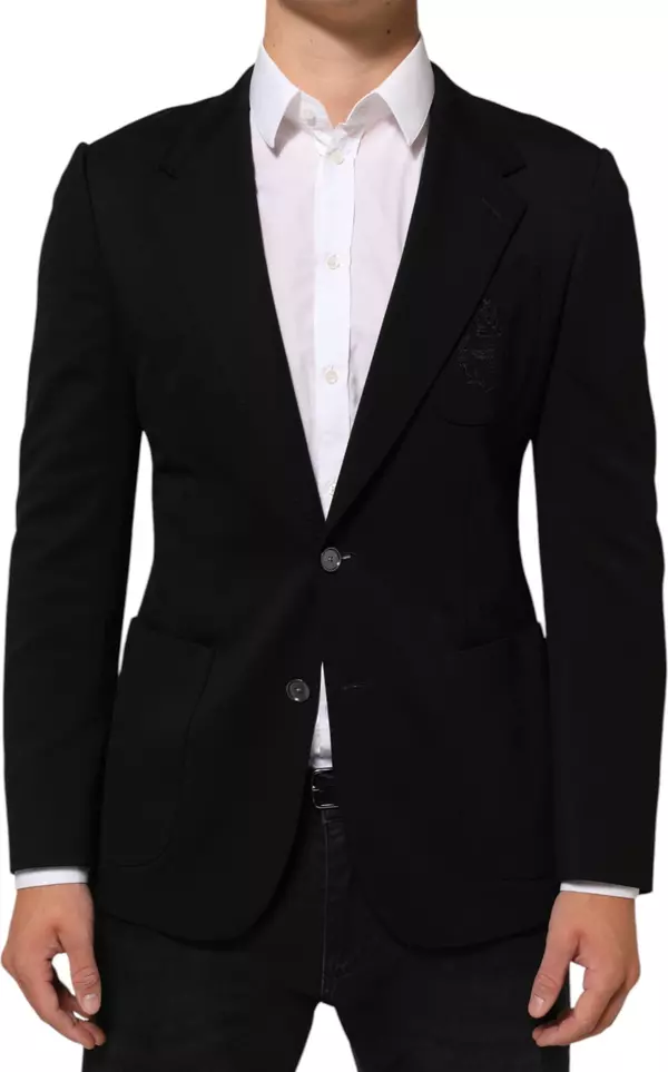 Black Viscose 2 Buttons Suit Jacket Blazer