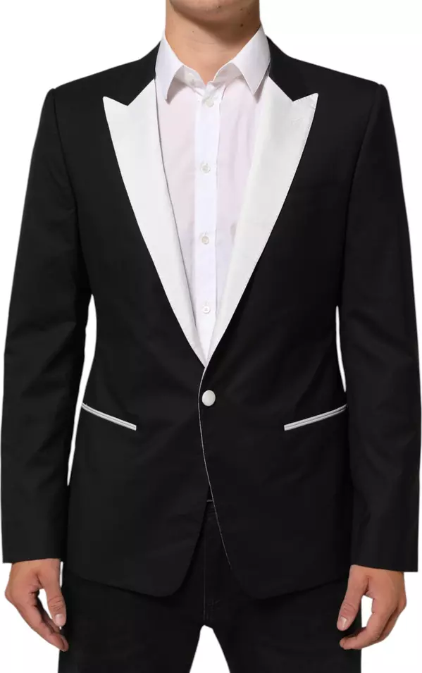 Black White MARTINI 1 Button Men Suit Blazer
